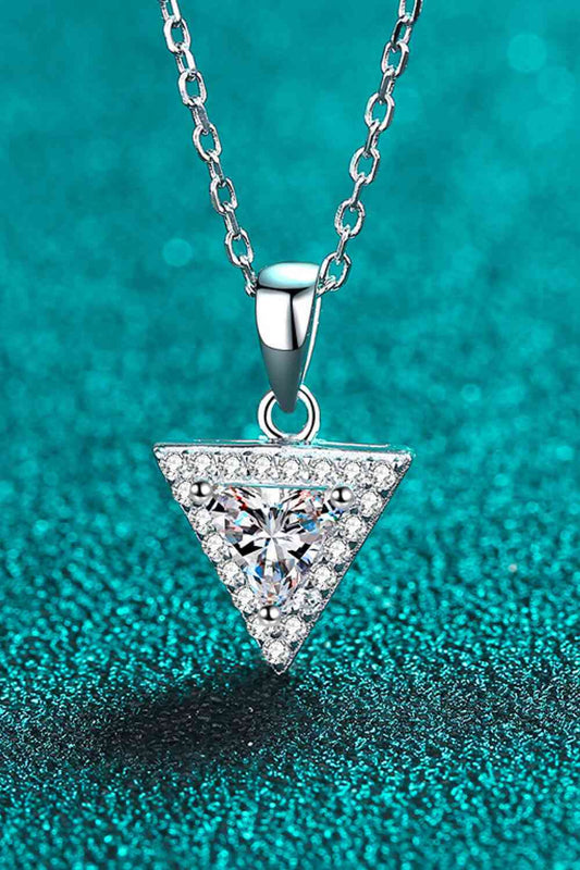 925 Sterling Silver Triangle Moissanite Pendant Necklace