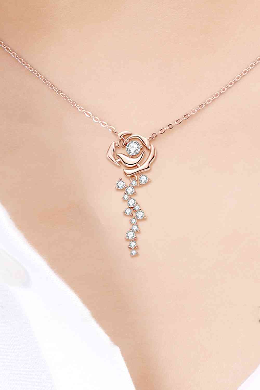 925 Sterling Silver 18K Rose Gold-Plated Pendant Necklace