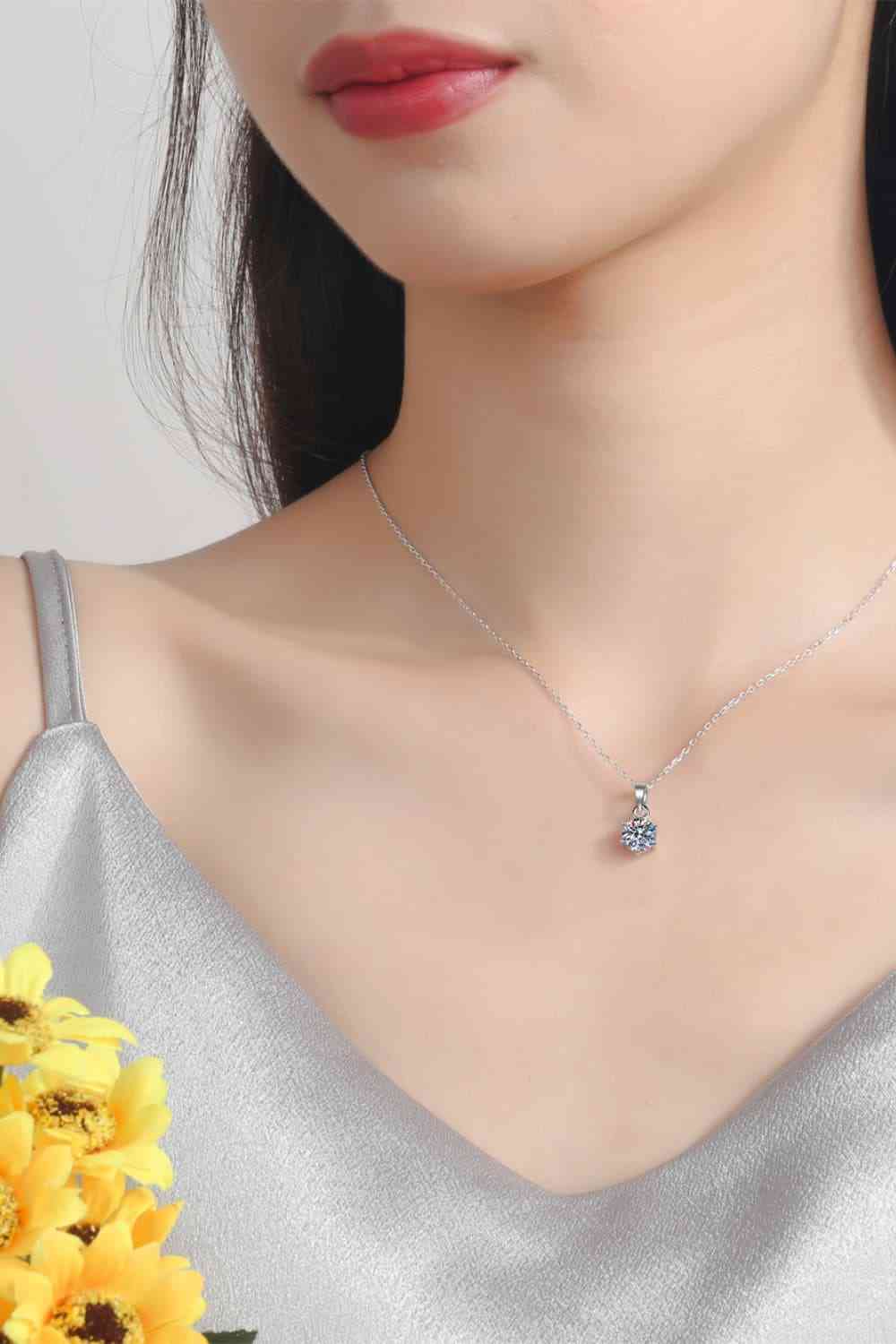 1 Carat Moissanite 925 Sterling Silver Necklace