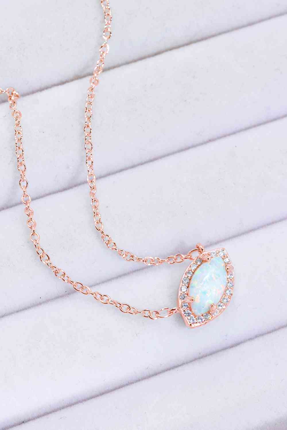 18k Rose Gold-Plated Opal Pendant Necklace