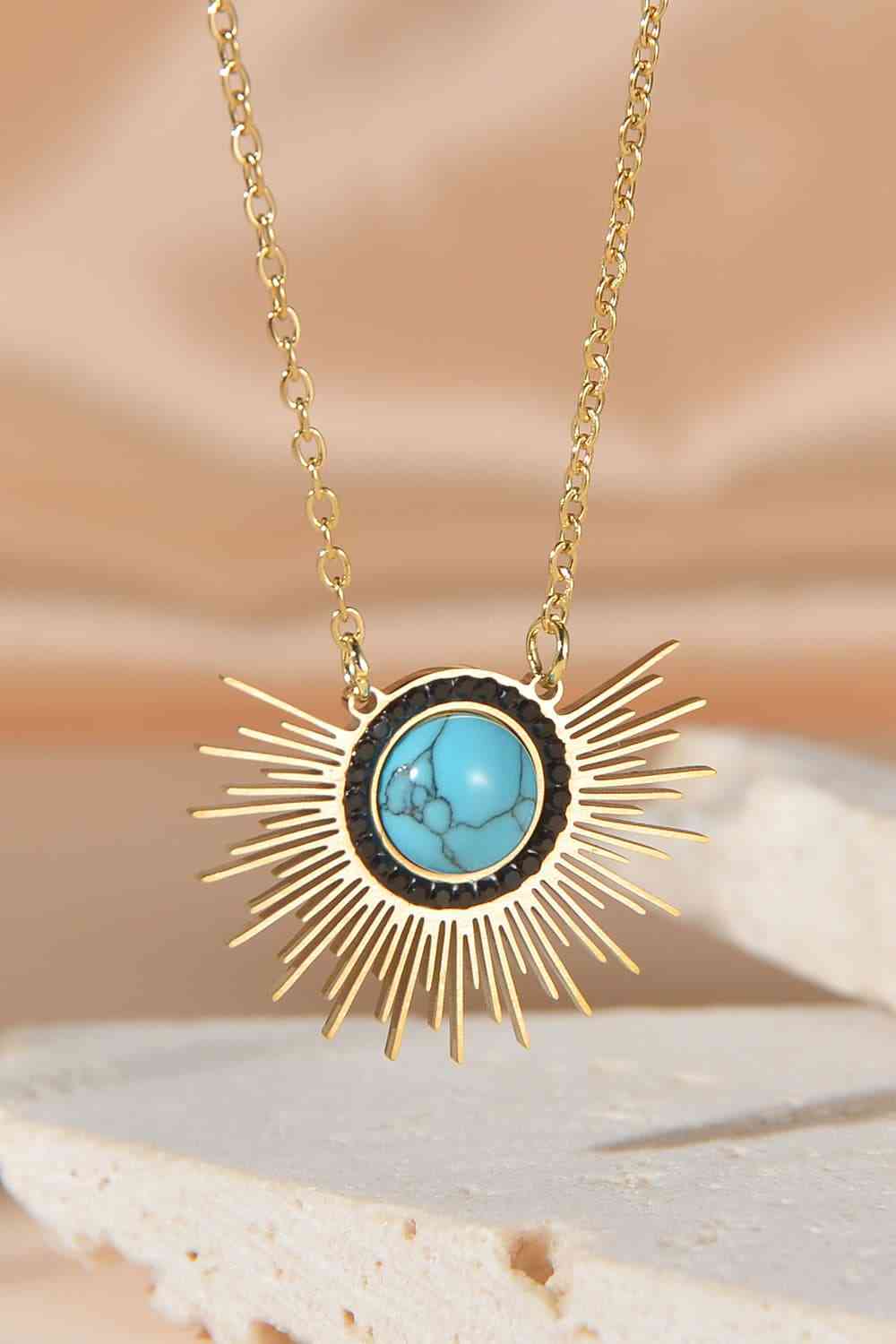 Turquoise 14K Gold Plated Pendant Necklace